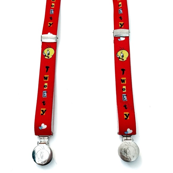 Warner Bros Looney Tunes Tweety Bird Kids Pants Suspenders Yellow Red Stretchy - Picture 6 of 16